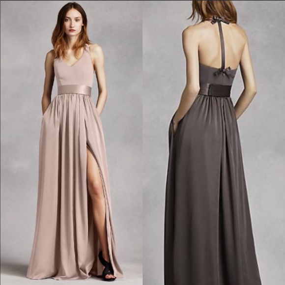 vera wang biscotti bridesmaid dress Ever-Pretty Double V Neck Long Empire Waist Chiffon Budget Bridesmaid Dress main image 1